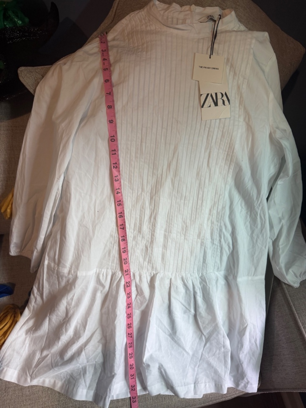Zara White Peggy Mini Shirt Dress - Medium/ 100% Cotton - Picture 3 of 3